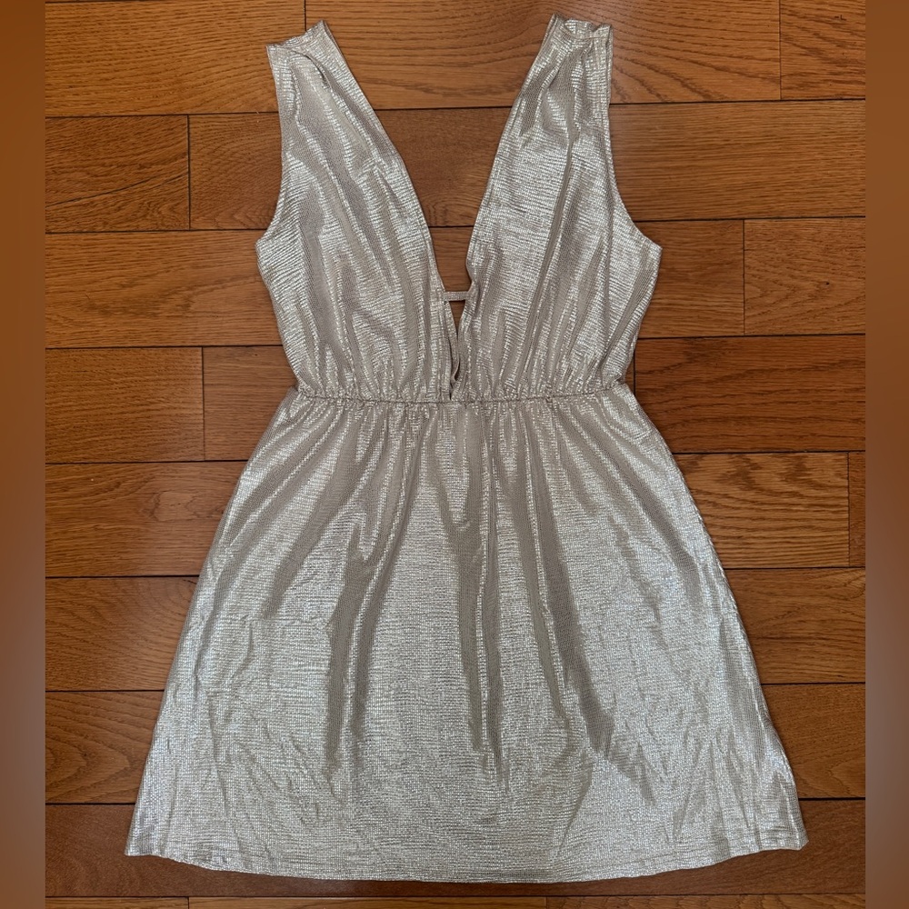 Oh My Love Shiny Silver Textured Dress